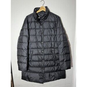 Brooks Brothers 346 Jacket Women 16 Black Quilted Down Puffer Parka Snaps
